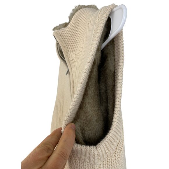 Ann Taylor Reversible Faux Fur & Knit Sweater Vest Size S NWT Zip Wool 8064 - Picture 10 of 15